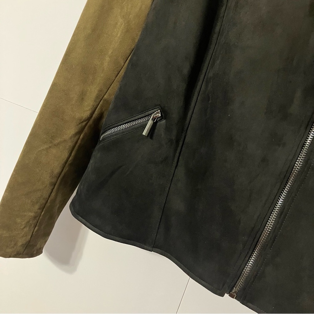 Kut from the Kloth Black and Brown Zip Polyester Suede Woman’s M Stylish Jacket - Picture 5 of 12
